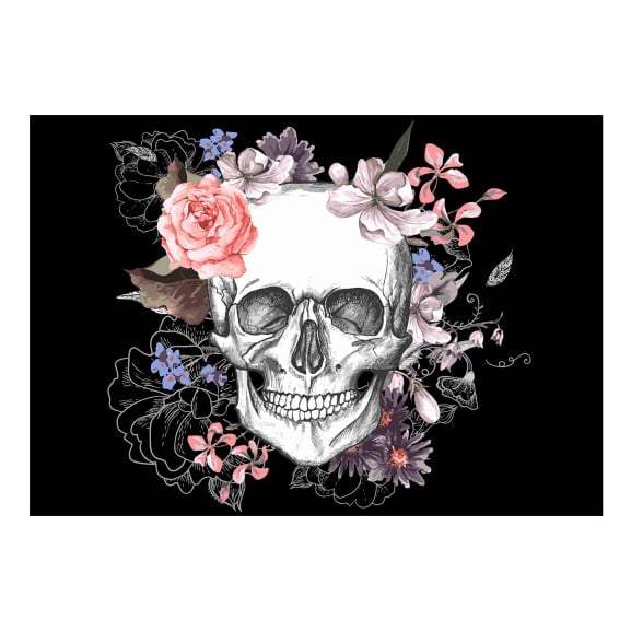 Fototapet autoadeziv Skull and Flowers