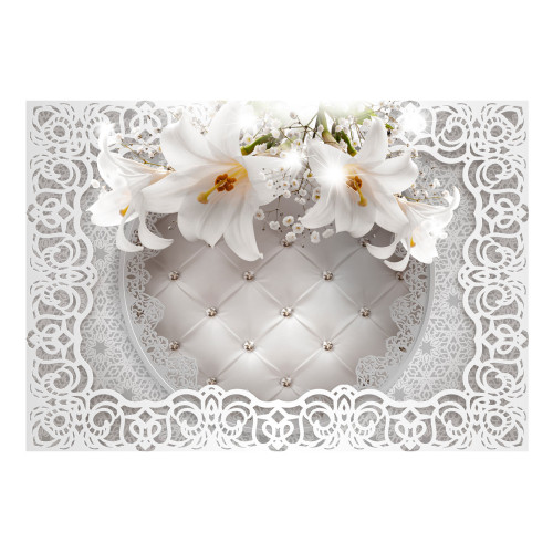 Fototapet autoadeziv Lilies and Quilted Background