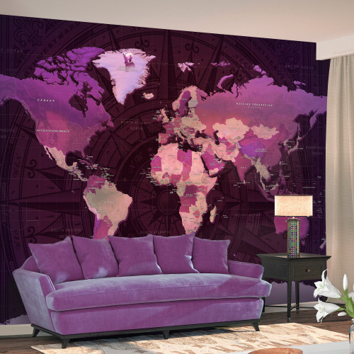 Fototapet autoadeziv Purple World Map