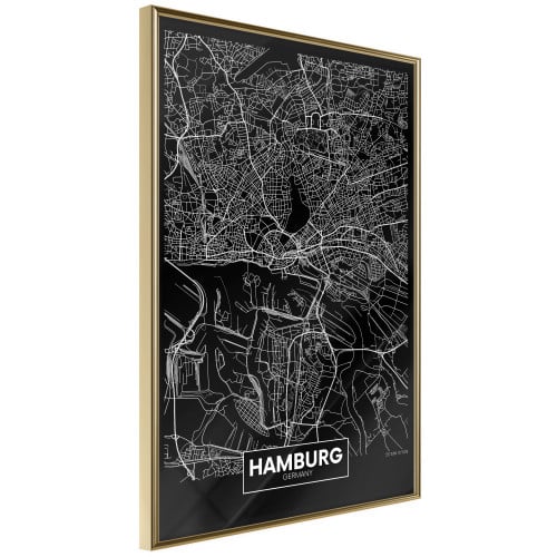 Poster City Map: Hamburg (Dark)