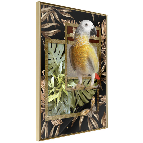 Poster Composition with Gold Parrot