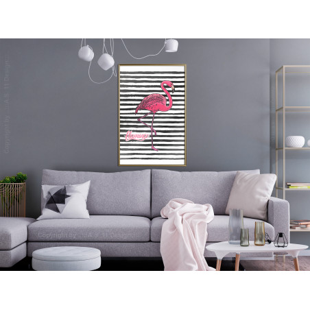 Poster Flamingo on Striped Background-01