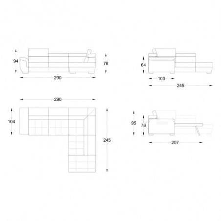 Coltar extensibil Raymond, Dreapta, Gri, 2930 x 2450 x 760 mm.-01