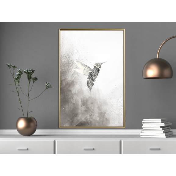 Poster Hummingbird in Shades of Grey