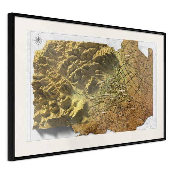 Poster Raised Relief Map: Vienna