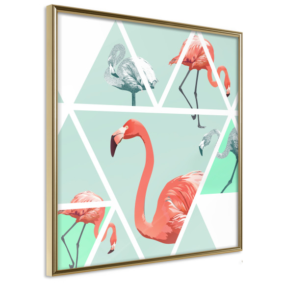 Poster Tropical Mosaic with Flamingos (Square)