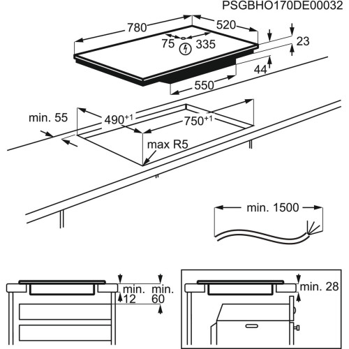 Plita Inductie AEG IAE84851FB, 4 Zone De Gatit, Hota Integrata, 630 mc/h, Gri Inchis, 80 Cm