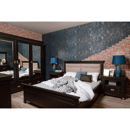 Set Dormitor Saint Tropez, Pat Cu Saltea 160 X 200, Dulap De 207.8 Cm, 2 Noptiere, Vopsit Negru-01