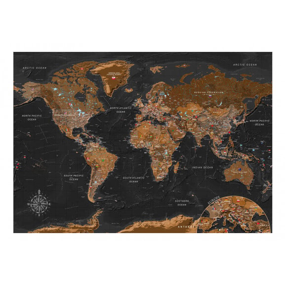 Fototapet World: Stylish Map, 400Cm X 280Cm-Resigilat