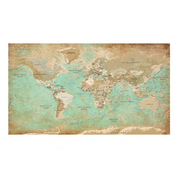 Fototapet Xxl Turquoise World Map Ii - Marime, 500 Cm X 280 Cm-Resigilat