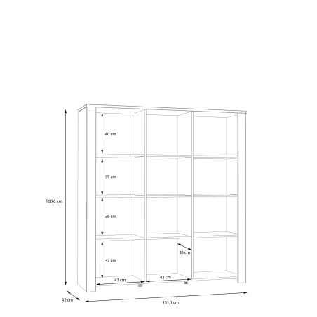 Vitrina Cu 3 Usi Behalf Stejar Riviera Si Stejar Gri, 151.1 Cm-01