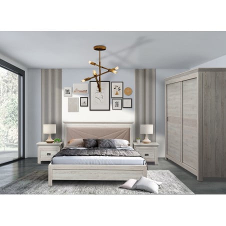 Set Dormitor Casablanca Loft, Pat Cu Dimensiune Saltea 160 X 200, Dulap De 210 Cm, 2 Noptiere-01