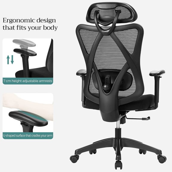 Scaun De Birou Ergonomic Din Plasa, Negru