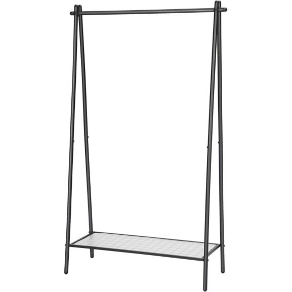 Suport Din Metal Cu Sina Pentru Haine, Negru Mat, 92.5 Cm