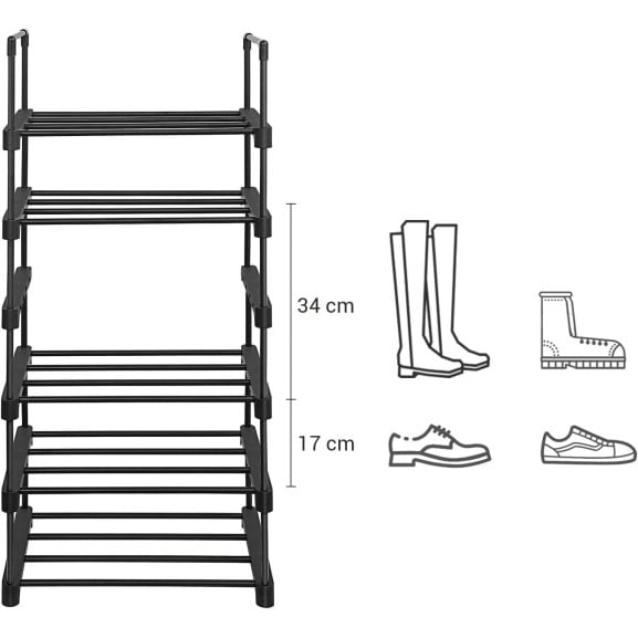 Suport Pentru Incaltaminte Cu 6 Niveluri, Negru, 45 Cm