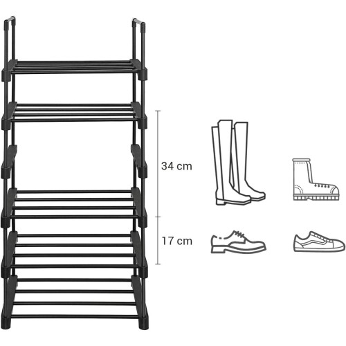 Suport Pentru Incaltaminte Cu 6 Niveluri, Negru, 45 Cm