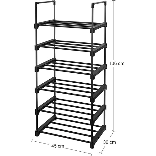 Suport Pentru Incaltaminte Cu 6 Niveluri, Negru, 45 Cm