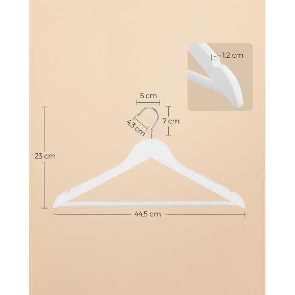 Set De 50 Umerase Din Lemn, Alb, 44.5 Cm