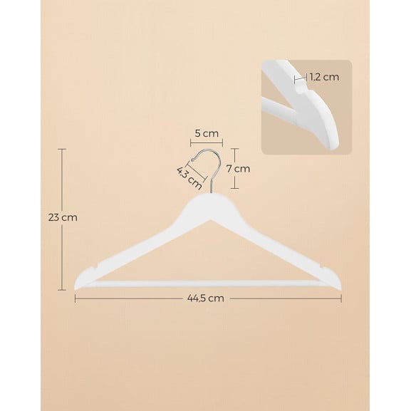 Set De 10 Umerase Din Lemn, Alb Si Argintiu, 44.5 Cm