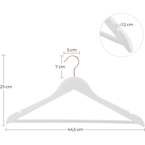 Set De 20 De Umerase Din Lemn Masiv, Alb Si Auriu Roz, 44.5 Cm