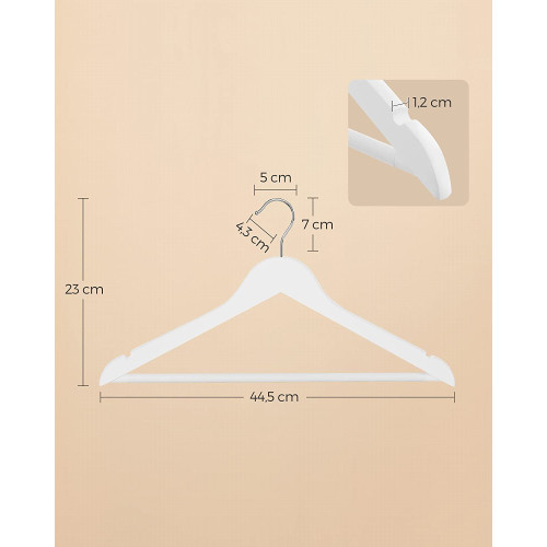 Pachet De 30 De Umerase Din Lemn, Alb, 44.5 Cm