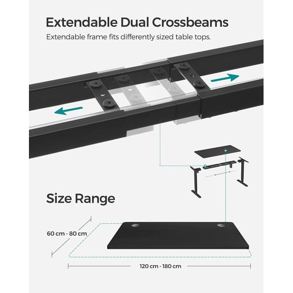 Birou Electric, Reglabil Pe Inaltime, Negru, 60 X 120 Cm