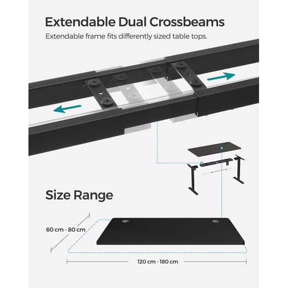 Birou Electric, Reglabil Pe Inaltime, Negru, 70 X 140 Cm