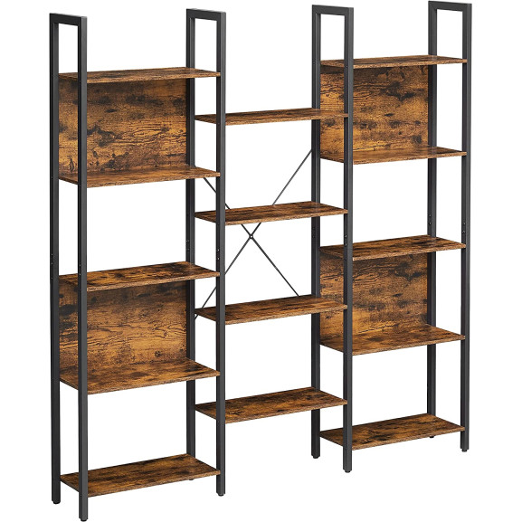 Biblioteca, Maro Rustic Si Negru, 158 Cm