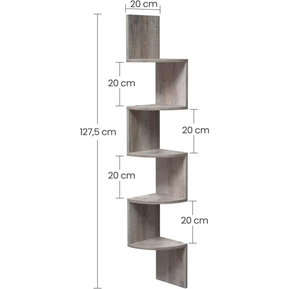 Raft De Colt Pe 5 Niveluri Cu Design In Zig-Zag, Gri