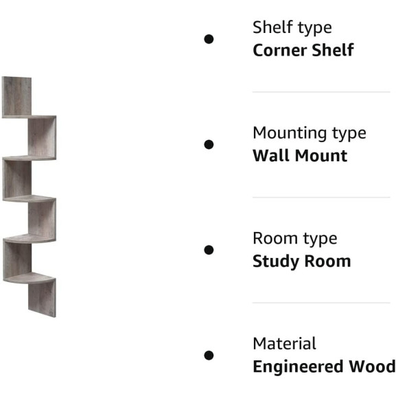 Raft De Colt Pe 5 Niveluri Cu Design In Zig-Zag, Gri