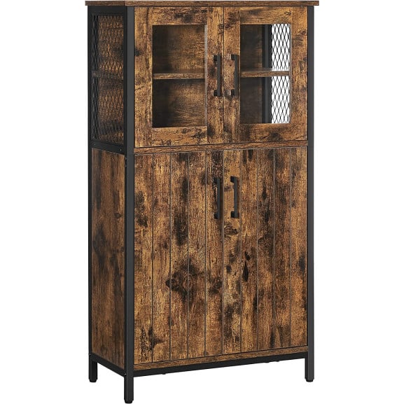 Dulap De Depozitare, Multifunctional, Maro Rustic Si Negru, 60 Cm