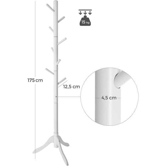 Cuier Haine Din Lemn Masiv, Alb, 57 X 175 Cm