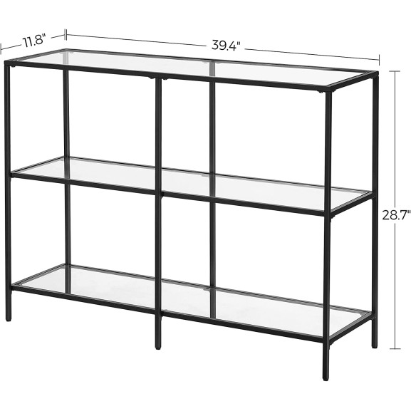 Consola Cu 3 Etaje, Cadru Metalic, Negru, 100 X 30 Cm