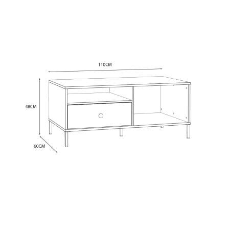 Masa Cafea Cu 1 Sertar Supervita, Nisipiu Si Auriu,110 Cm-01