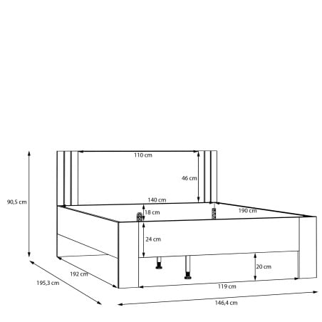 Pat Winterplay, Stejar Riviera Cu Alb Super Lucios, Dimensiune Saltea 140 x 190 Cm-01