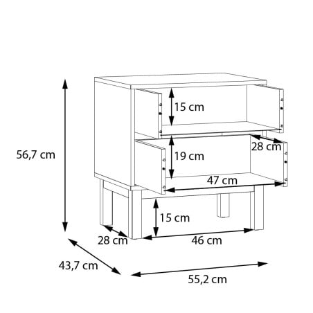 Set Dormitor Pickadilly, Pat Cu somiera Rabatabila, Dulap Cu 2 Usi Si 2 Noptiere, Dimensiune saltea 160 x 200 Cm-01