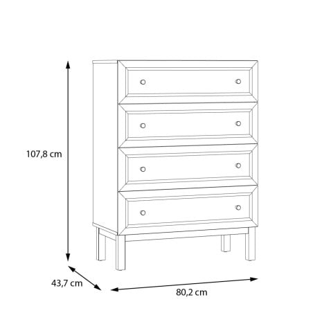 Comoda 4 Sertare Pickadilly, Gri Deschis Si Stejar Pamantiu, 80.2 Cm-01