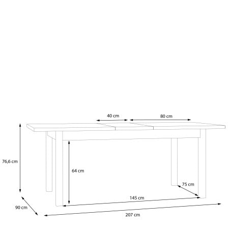 Masa extensibila Pickadilly, Gri Deschis Si Stejar Pamantiu, 160.4 x 76.6 x 90 Cm-01