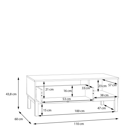 Masa cafea Pickadilly, Gri Deschis Si Stejar Pamantiu, 110 x 43.8 x 60 Cm-01