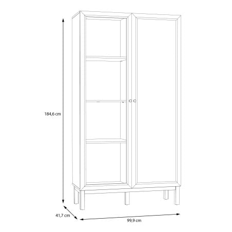 Vitrina 2 Usi Pickadilly, Gri Deschis Si Stejar Pamantiu, 99.9 Cm-01