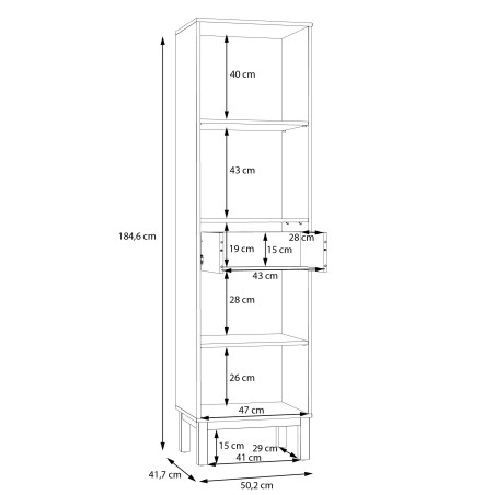 Vitrina 2 Usi Si 1 Sertar Pickadilly, Gri Deschis Si Stejar Pamantiu, 50.2 Cm-01