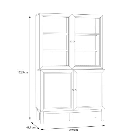 Vitrina 4 Usi Pickadilly, Gri Deschis Si Stejar Pamantiu, 99.9 Cm-01