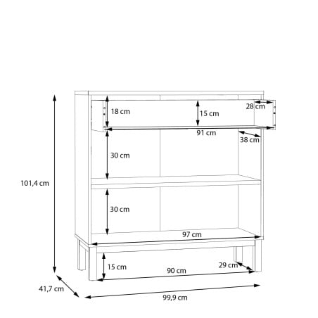 Comoda 2 Usi Si 1 Sertar Pickadilly, Gri Deschis Si Stejar Pamantiu, 99.9 Cm-01