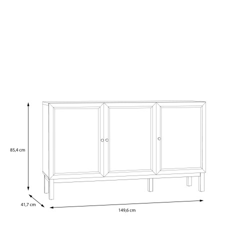 Comoda 3 Usi Si 1 Sertar Pickadilly, Gri Deschis Si Stejar Pamantiu, 149.6 Cm-01