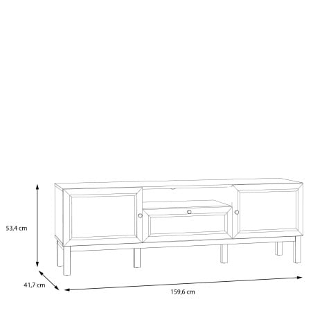 Comoda TV 1 Sertar Si 2 Usi Pickadilly, Gri Deschis Si Stejar Pamantiu, 159.6 Cm-01