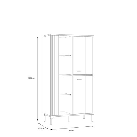 Vitrina Joasa Cu 2 Usi Jeremix, Stejar Mauvella Si Negru Mat, 87 Cm-01