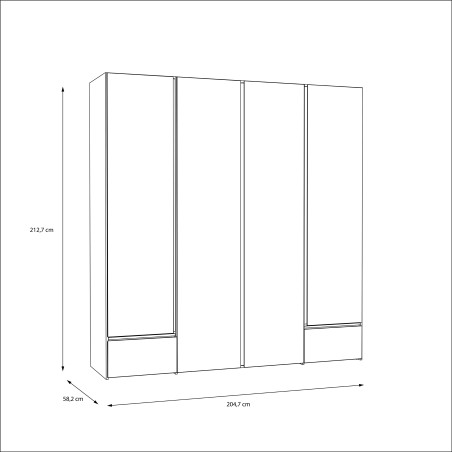 Dulap Cu Rama Longbeach, Stejar Riviera Si Alb Super Lucios, 204.7 Cm-01