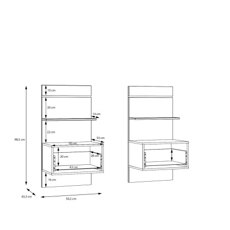 Set 2 noptiere Inalte Cu Sertar Longbeach, Stejar Riviera Si Alb Super Lucios, 50.5 Cm-01