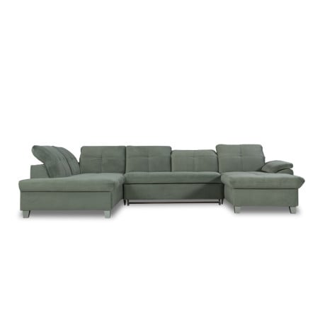 Coltar U Extensibil Sevilia Lux, Stanga, 6 Locuri, Tetiere Reglabile, Verde, 347 Cm-01