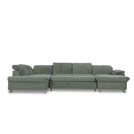 Coltar U Extensibil Sevilia Lux, Stanga, 6 Locuri, Tetiere Reglabile, Verde, 347 Cm-01